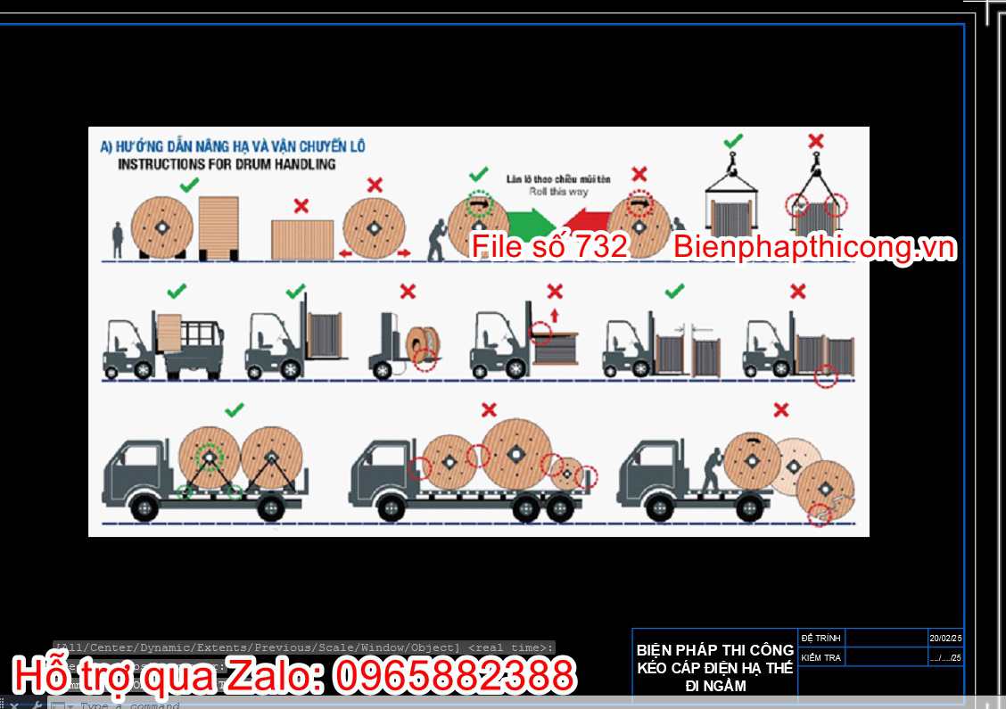 Hướng dẫn nâng hạ và vận chuyển lô.