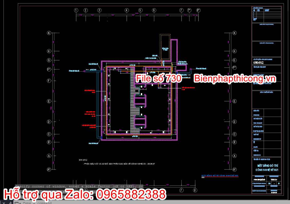 Mặt bằng bố trí công nghệ bể bơi.