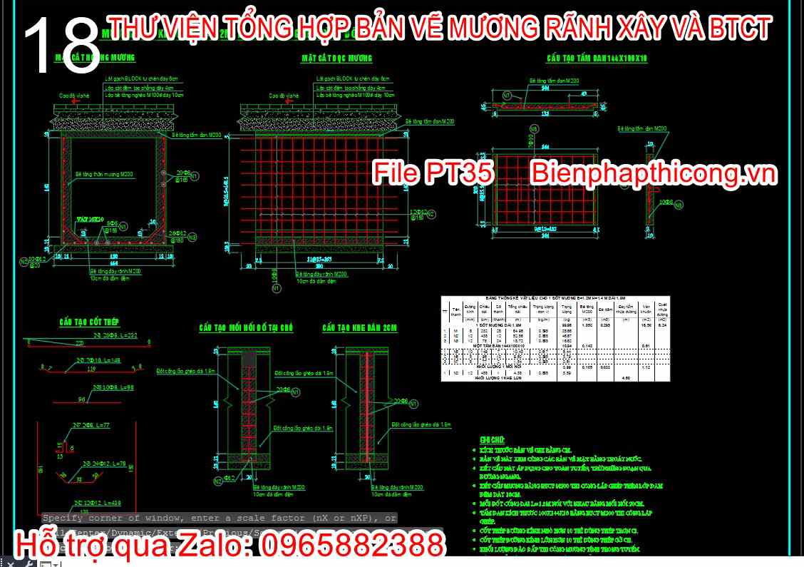 Bản vẽ thiết kế mương btct cad.