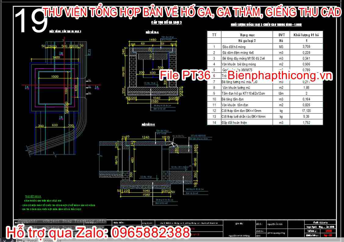 Mẫu bản vẽ thiết kế hố ga đô thị đẹp.