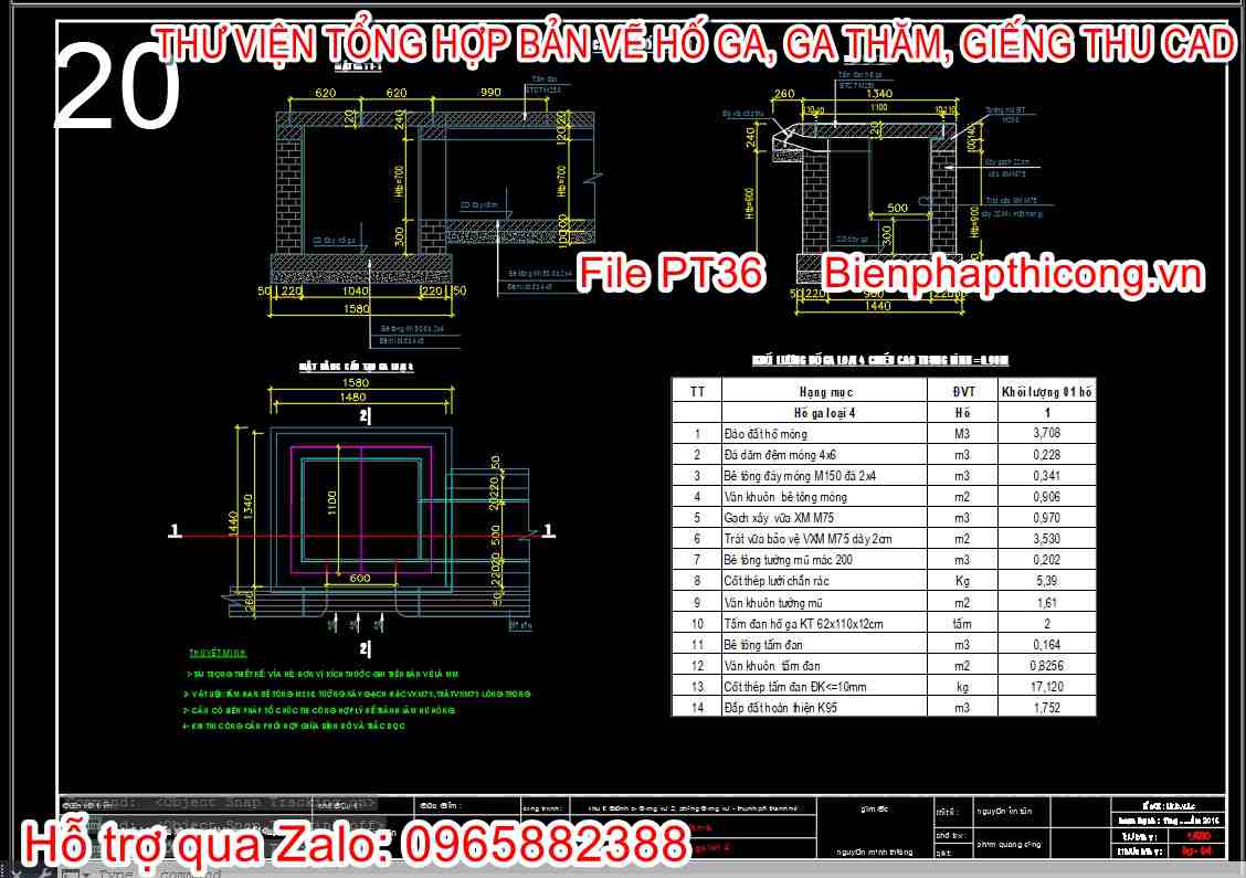 Bản vẽ cad thiết kế hố ga đẹp.