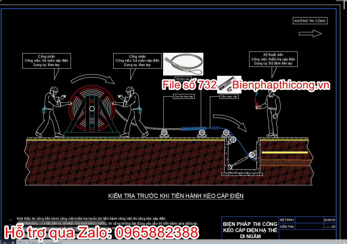 Kiểm tra trước khi tiến hành kéo cáp điện.