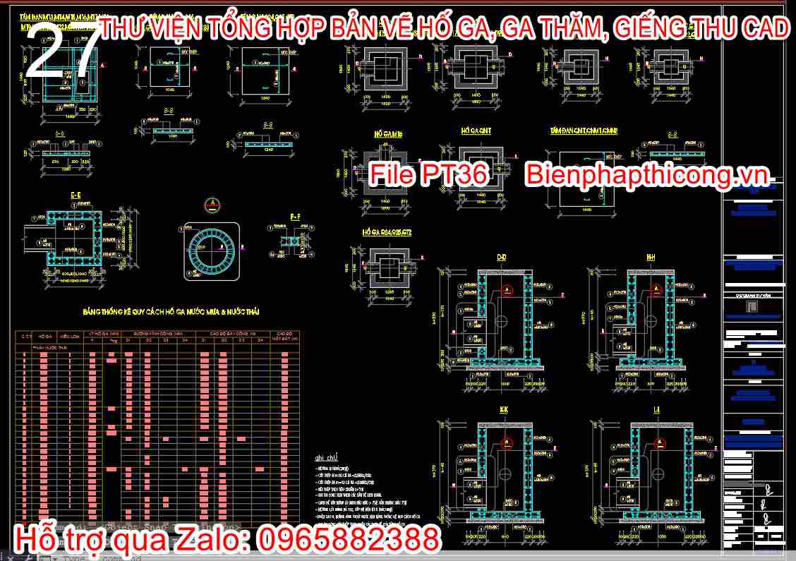 Kết cấu hố ga thu và thăm hệ thống thoát nước.