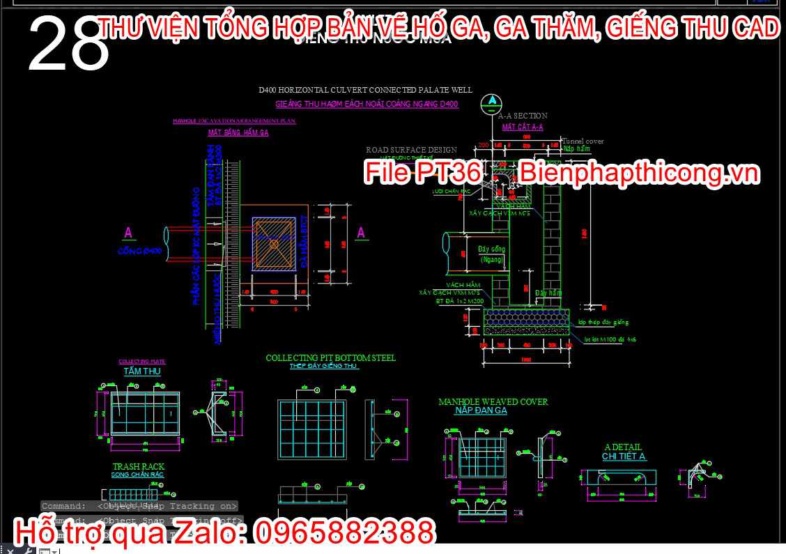 Bản vẽ thiết kế giếng thu nước mưa cad.