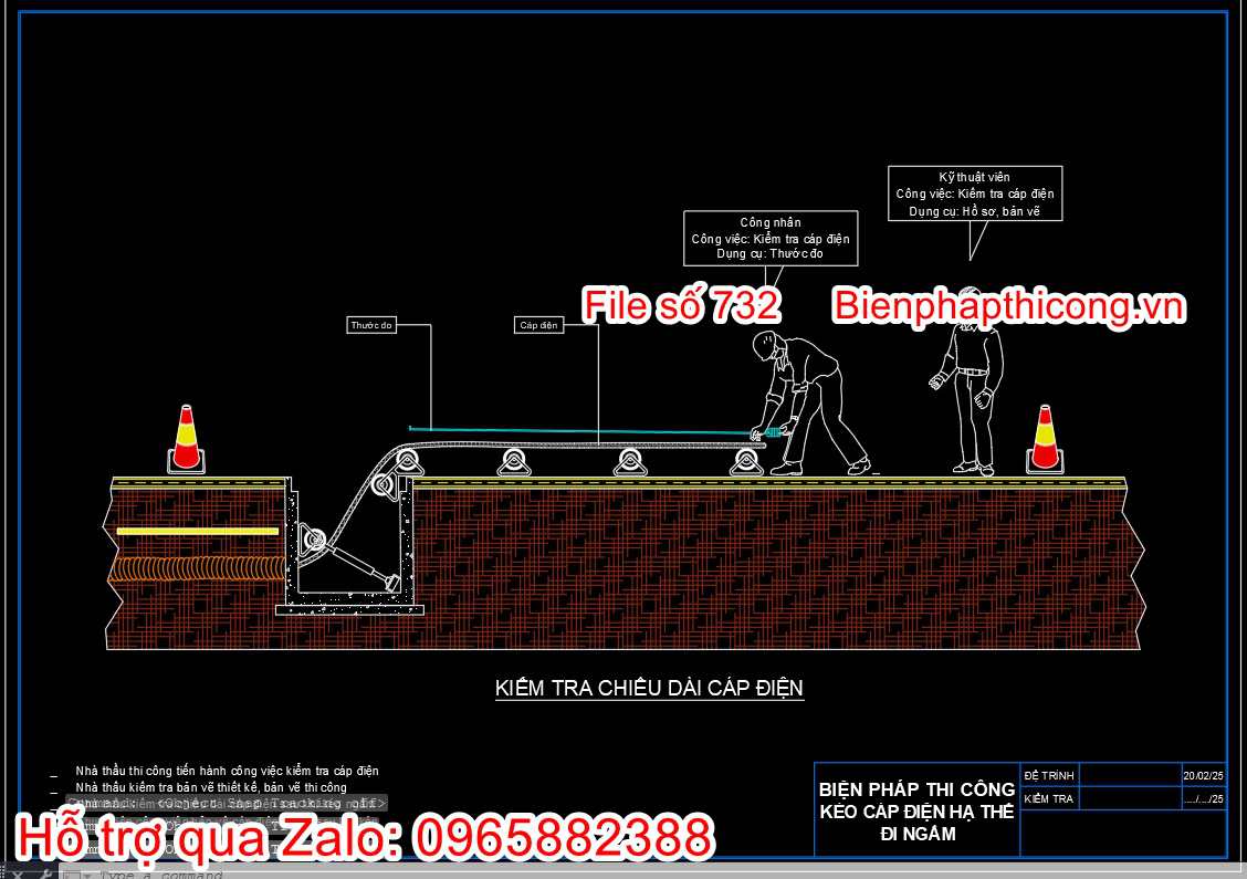 Kiểm tra chiều dài cáp điện.
