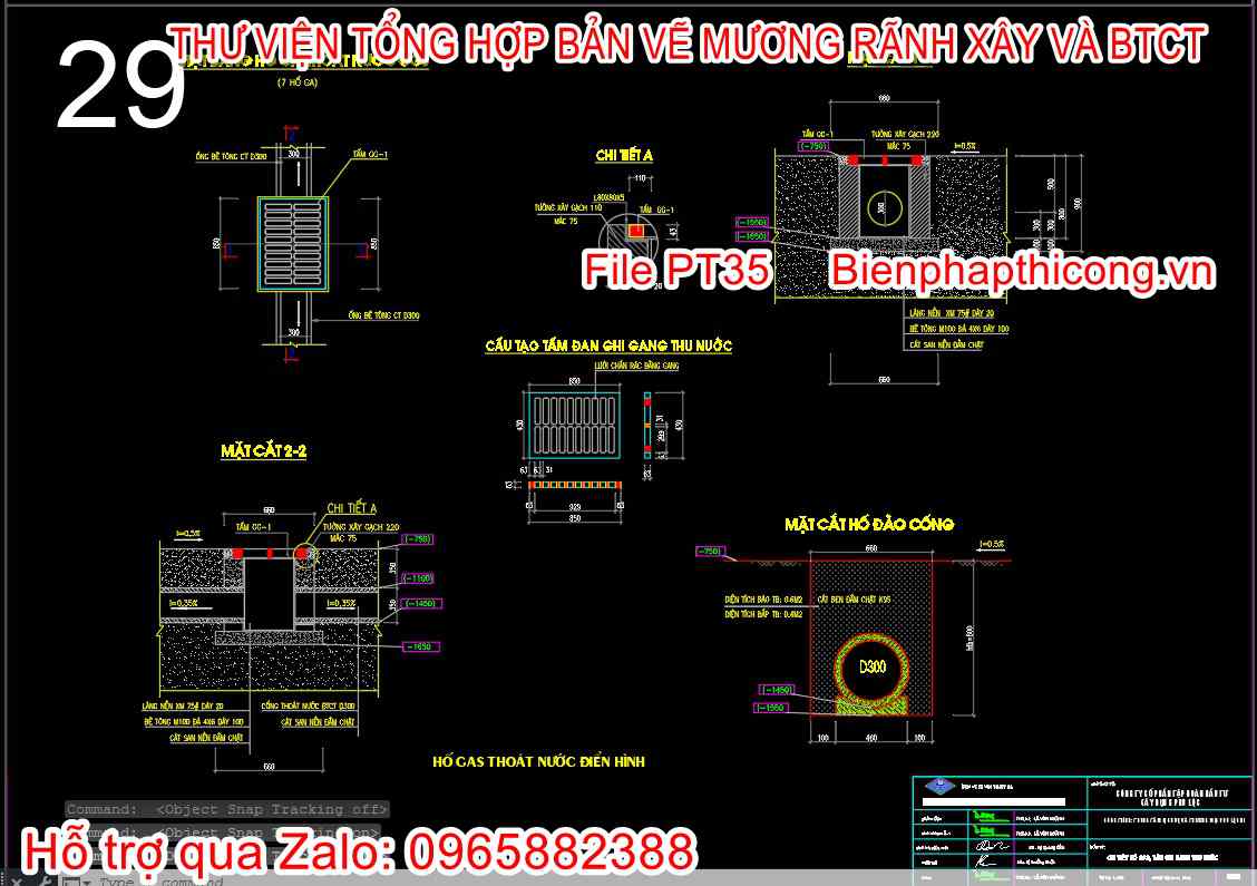 Bản vẽ thiết kế rãnh hố ga thu nước cad.