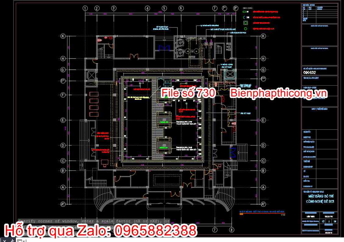 Bản vẽ cad mặt bằng bố trí bể bơi kinh doanh.