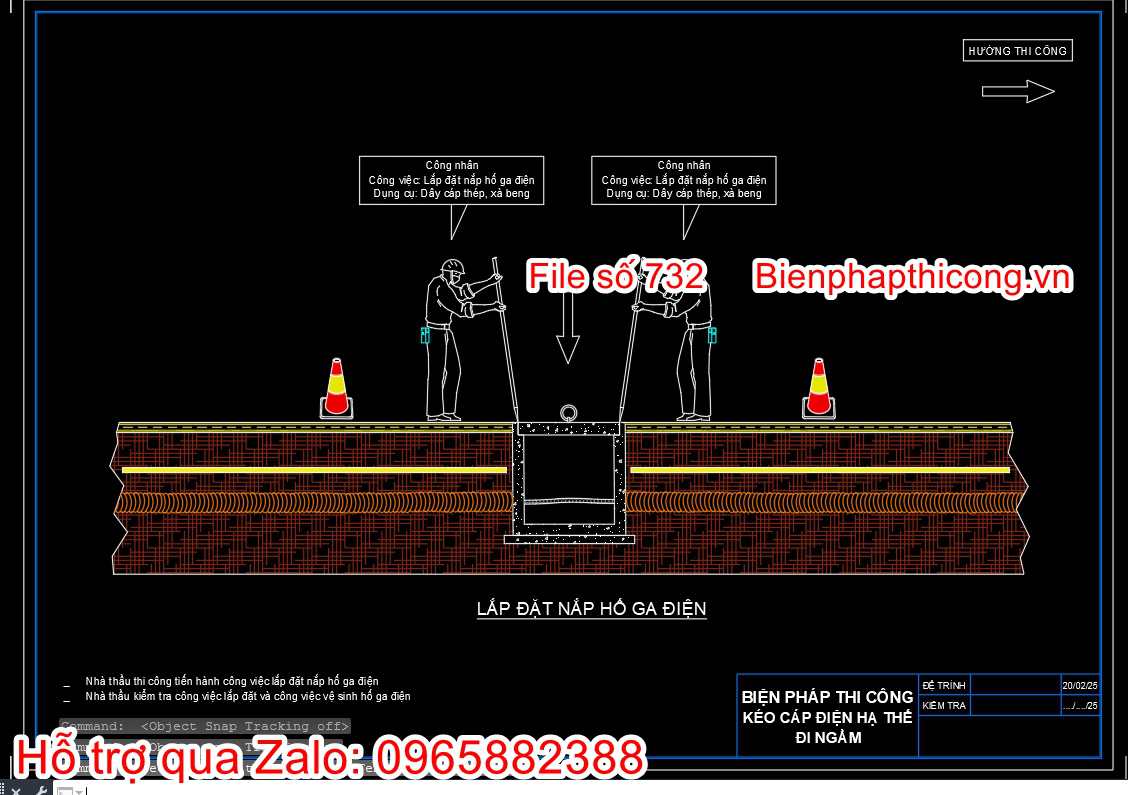 Lắp đặt nắp hố ga điện.