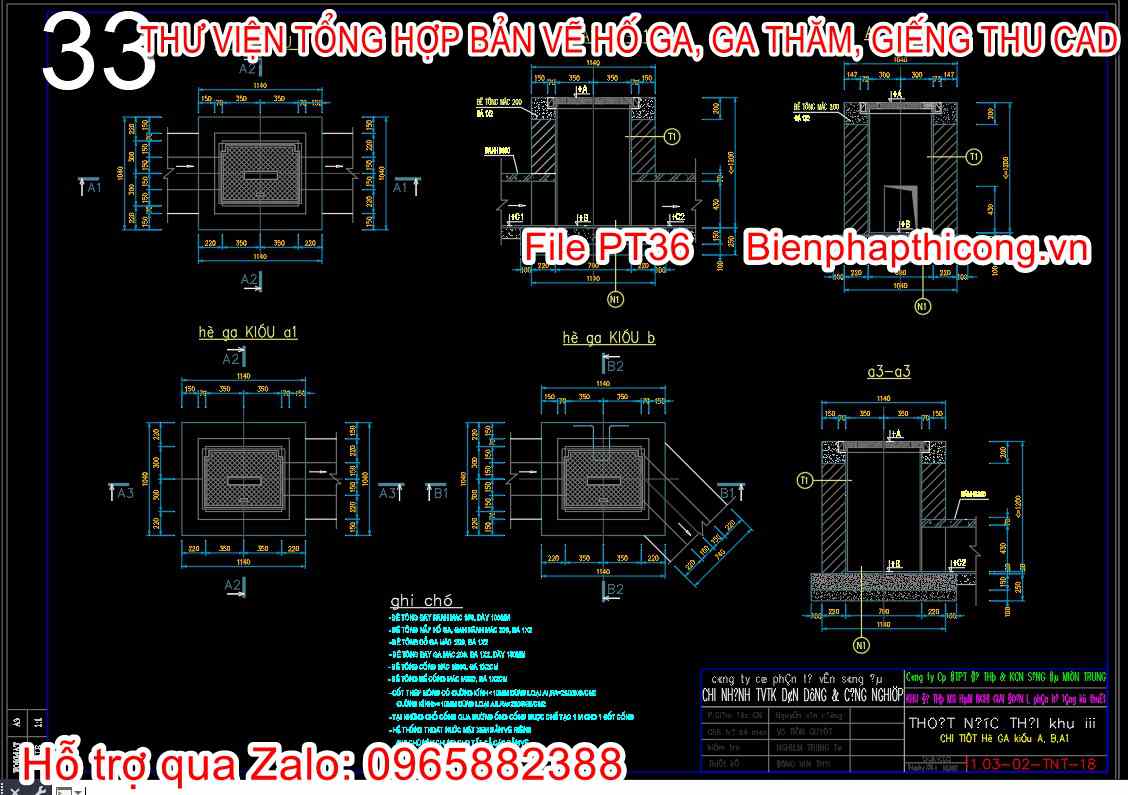Bản vẽ thiết kế thoát nước thải hố ga cad.