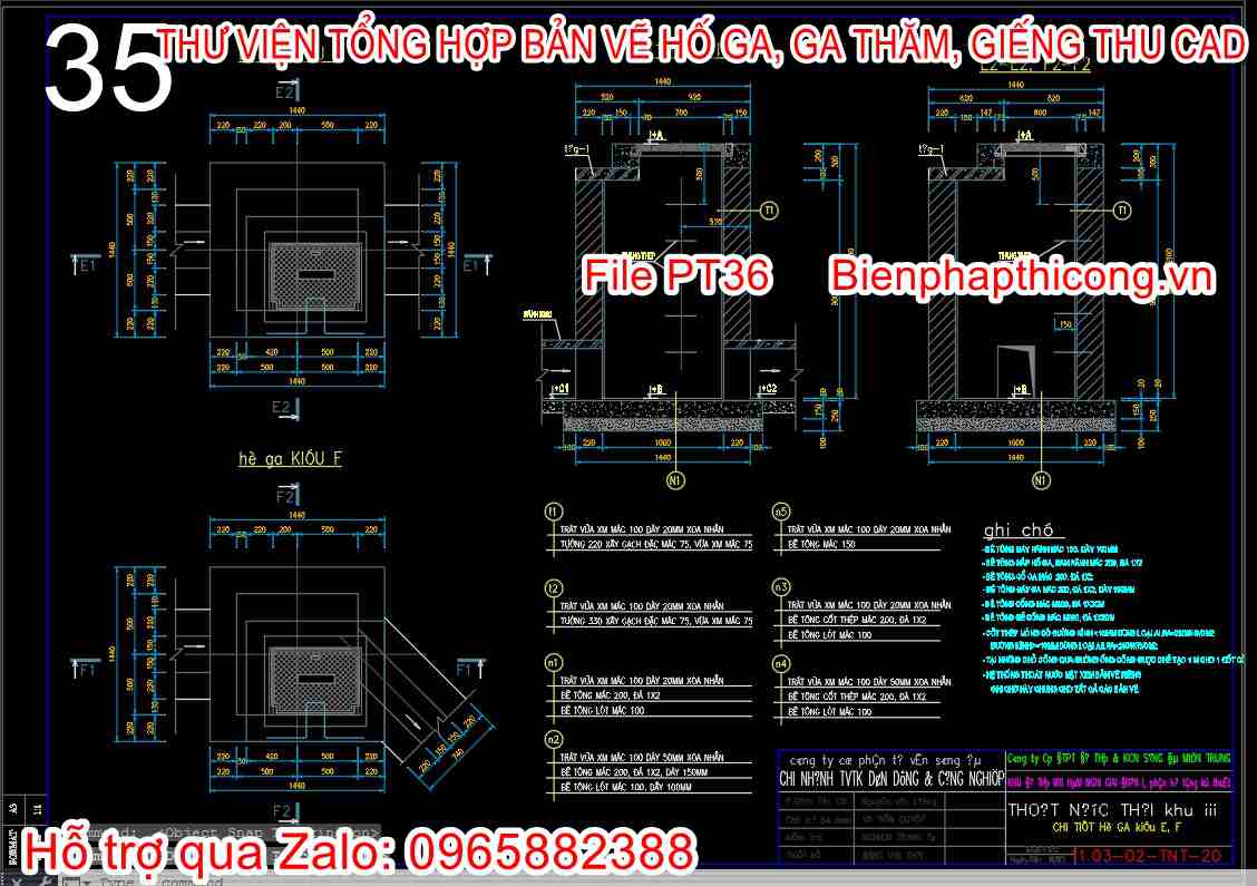 Mẫu bản vẽ thiết kế hố ga thu nước cad.
