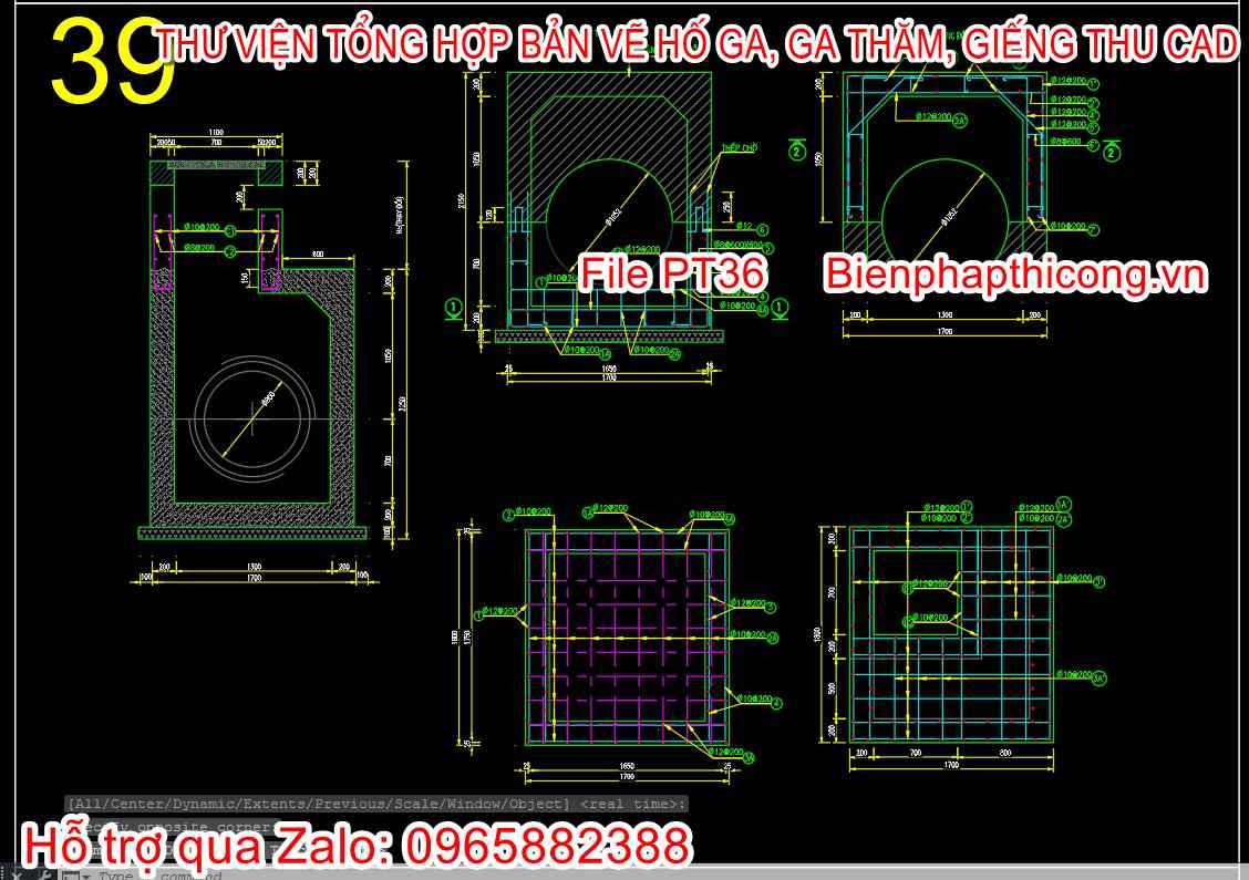 Mẫu bản vẽ thiết kế giếng thu đổ tại chỗ cad.