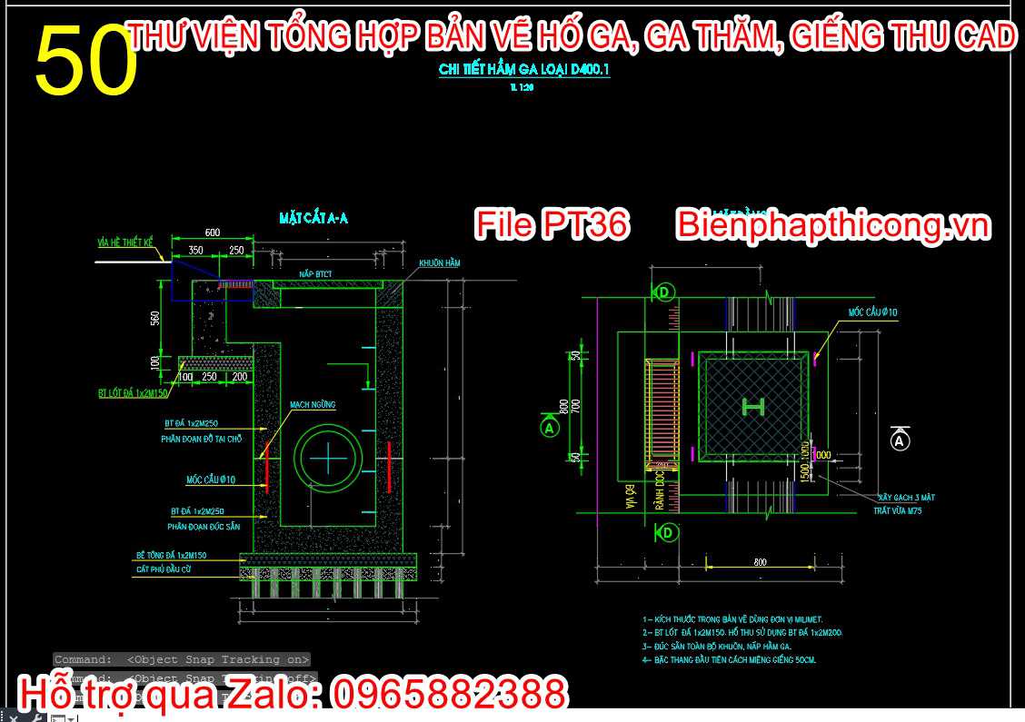 Mẫu bản vẽ thiết kế hầm ga loại d400.
