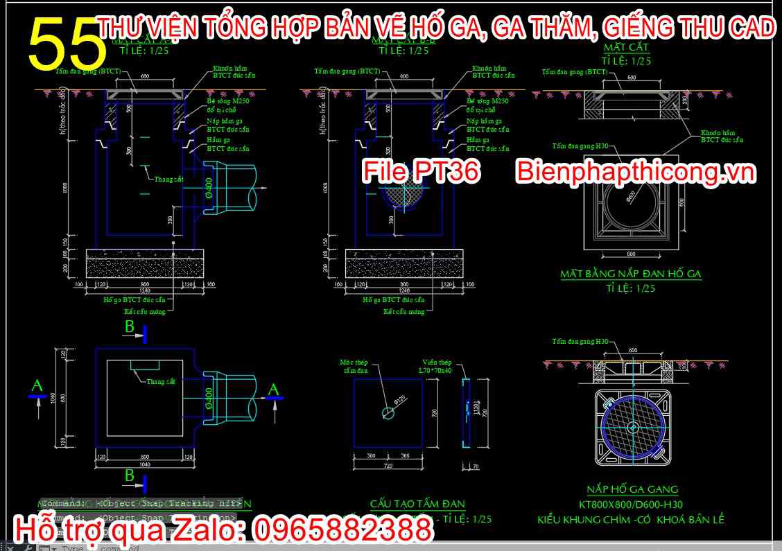 Mẫu bản vẽ vẽ thiết kế hố ga btct đúc sẵn.