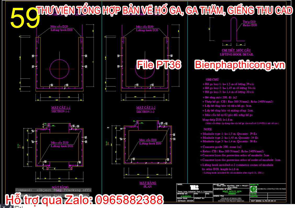 File tổng hợp bản vẽ thi công hố ga đúc sẵn cad.