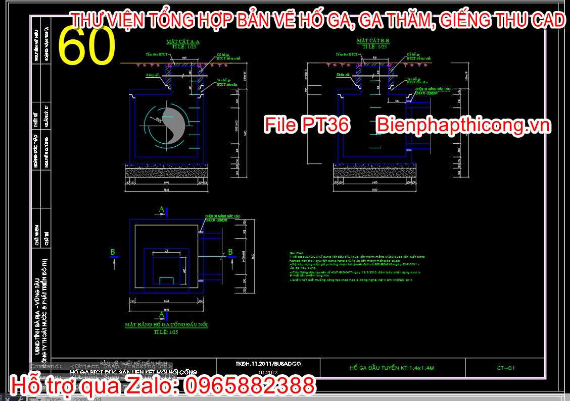 Bản vẽ thiết kế hố ga busadco cad.