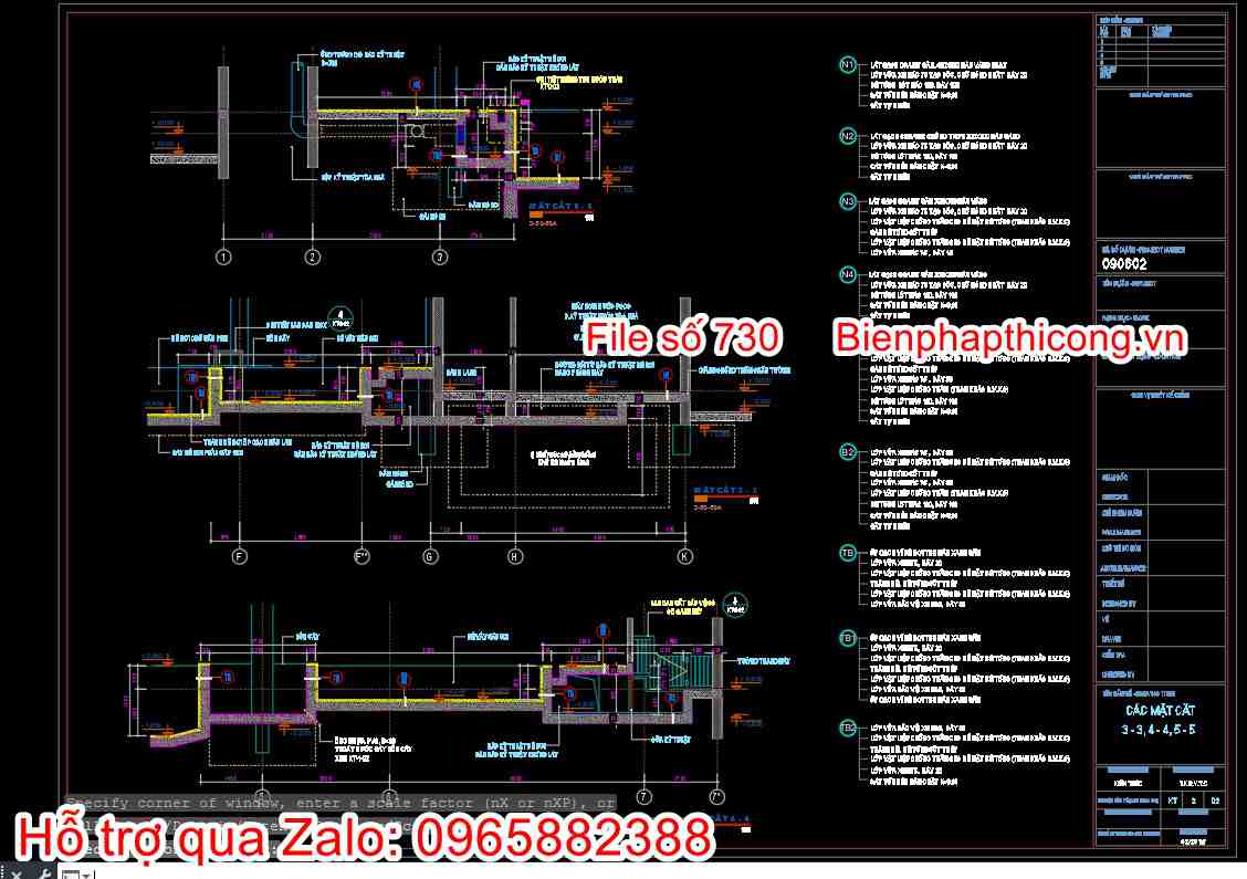 Mẫu bản vẽ các mặt cắt đẹp.