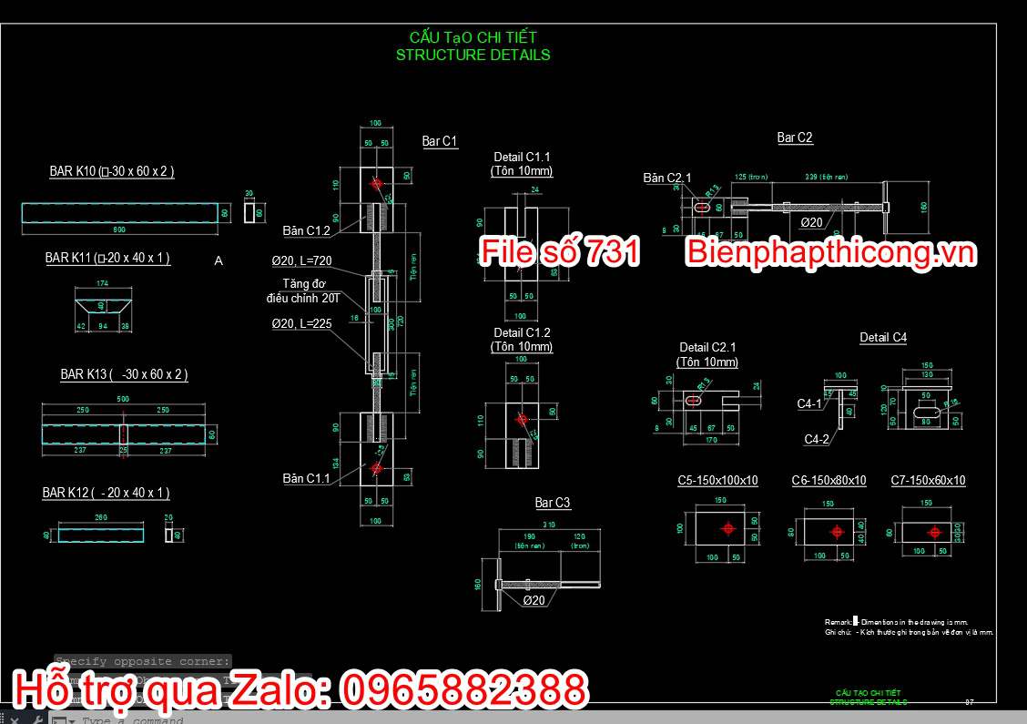Tải bản vẽ biện pháp thi công gờ lan can.