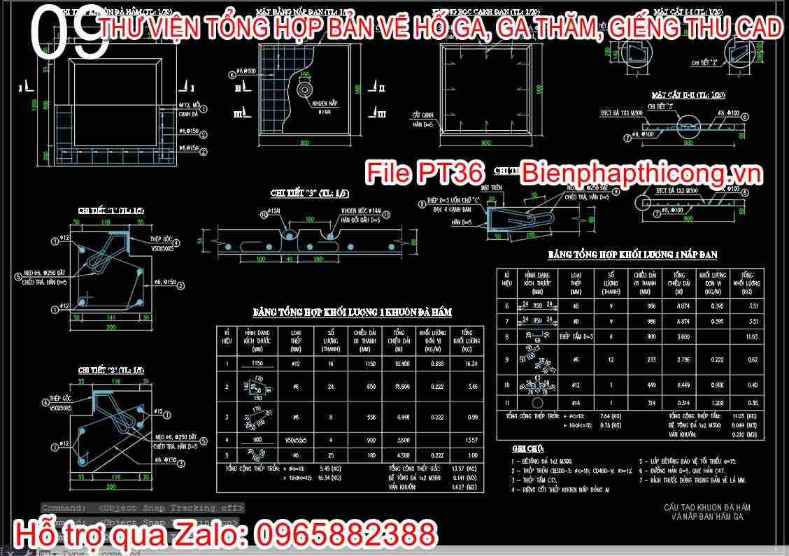 File cad bản vẽ thiết kế hầm ga thu nước.