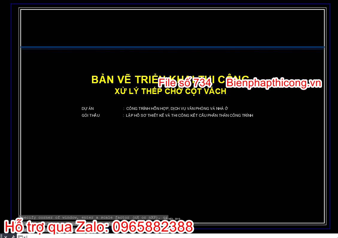 Bản vẽ triển khai thi công xử lý thép cho cột vách.