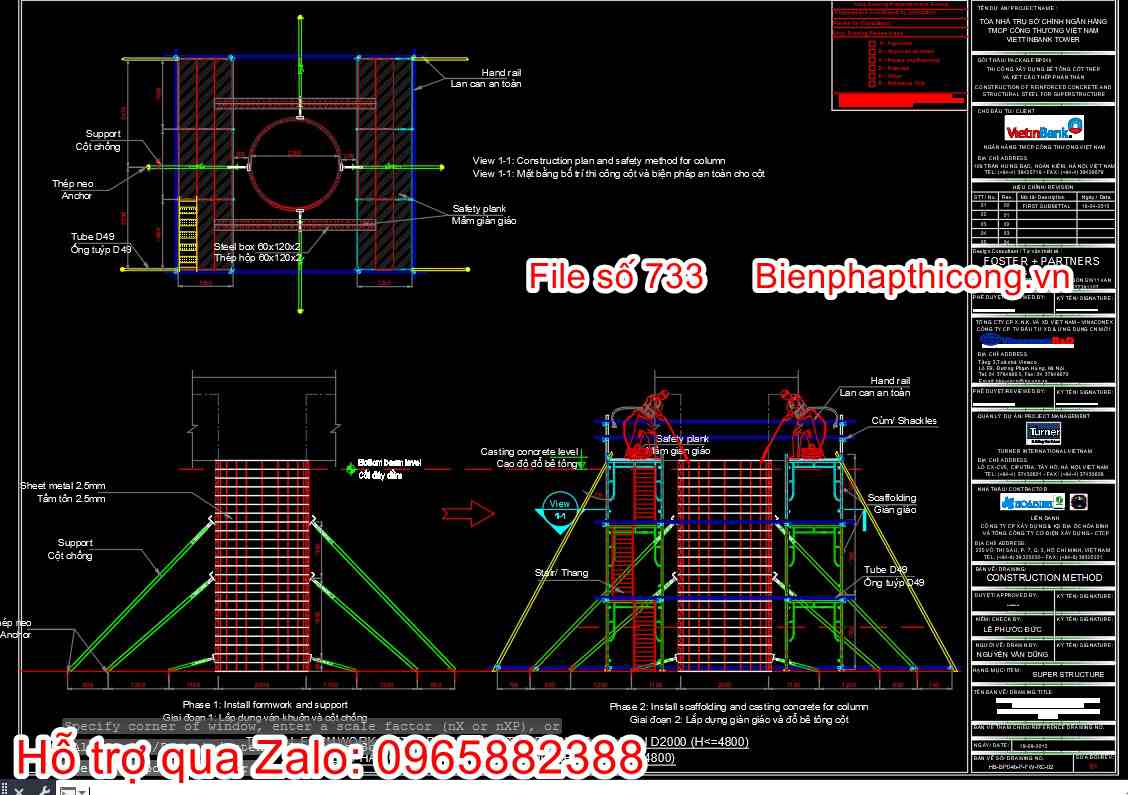 Biện pháp coppha cột tròn D2000.