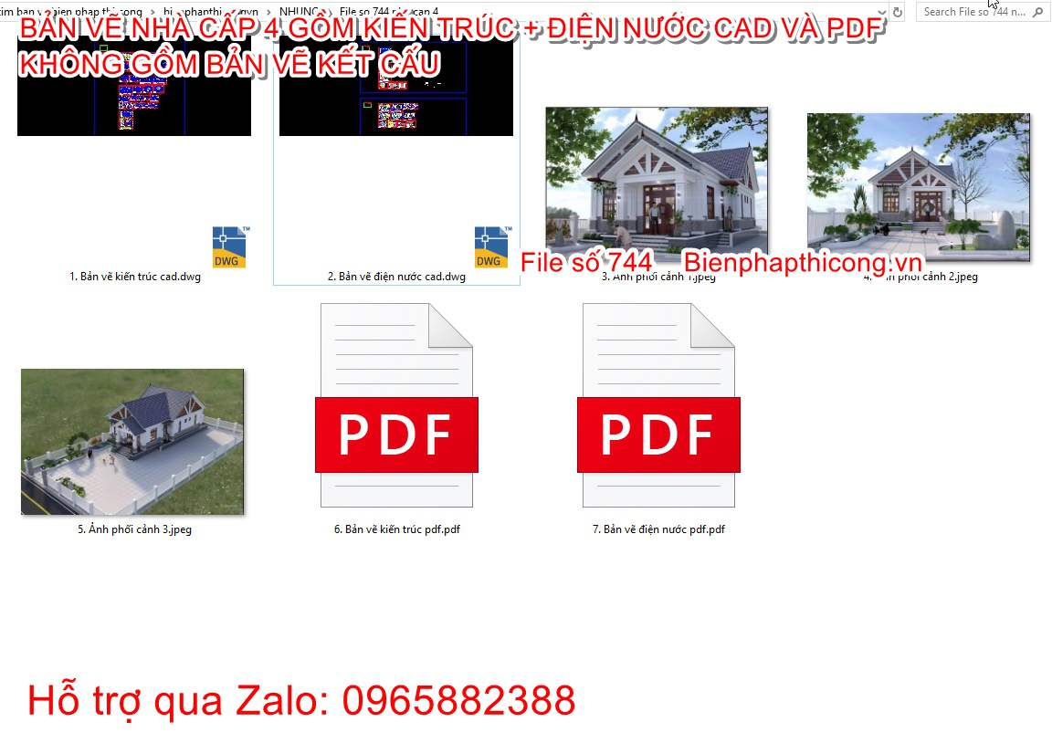 Bản vẽ cad nhà cấp 4 3 ngủ 7,4m x 15m mái thái đẹp.