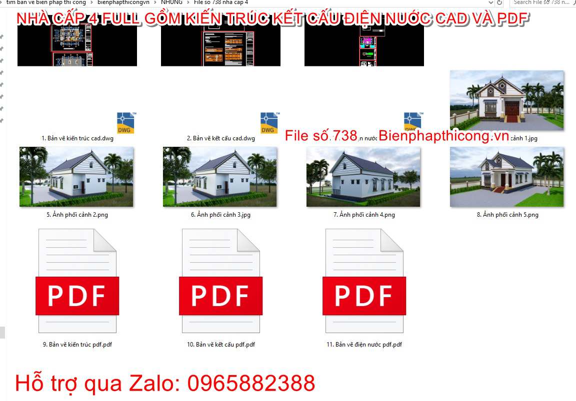 File bản vẽ thiết kế nhà cấp 4 mái thái 8m x 12m cad