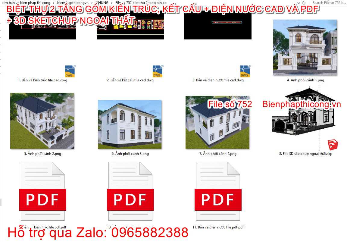 Hồ sơ bản vẽ cad biệt thự 2 tầng mái nhật tân cổ 8,2m x 13m.