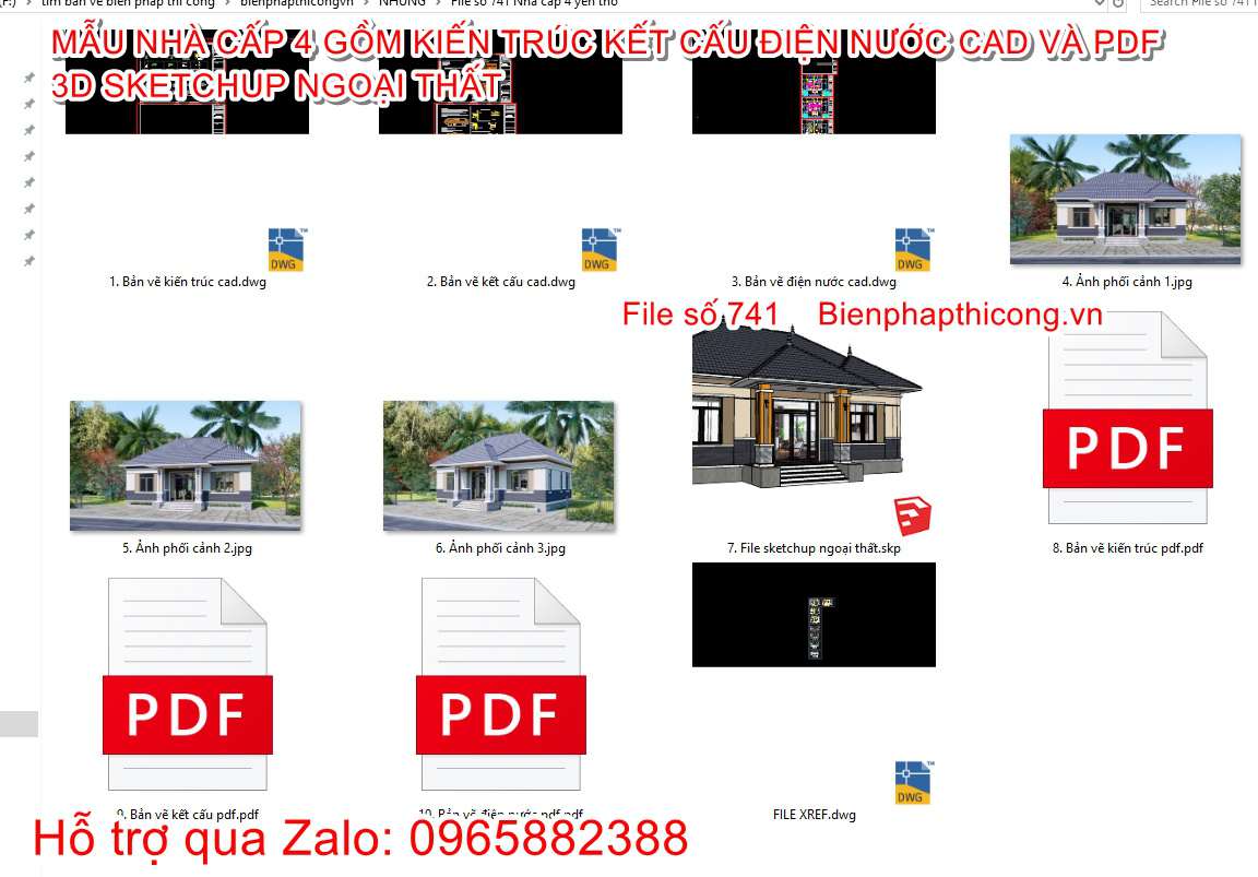 Hồ sơ bản vẽ nhà cấp 4 mái nhật 13,5m x 9m 3 ngủ.