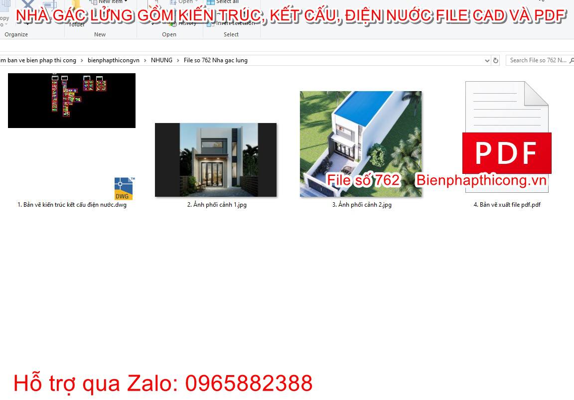 Tải bản vẽ nhà cấp 4 gác lửng 5m x 16m 3 ngủ.