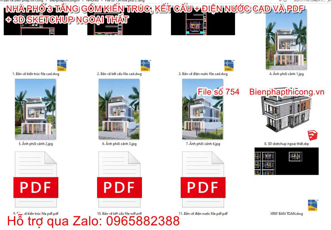 Tải bản vẽ nhà phố 3 tầng hiện đại 6,5m x 12m chữ L cad.