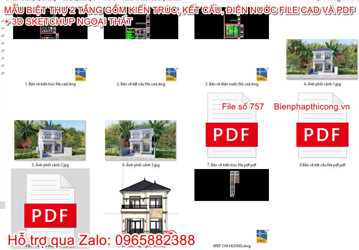 Tải file thiết kế biệt thự 2 tầng mái nhật 7m x 11m 3 ngủ.