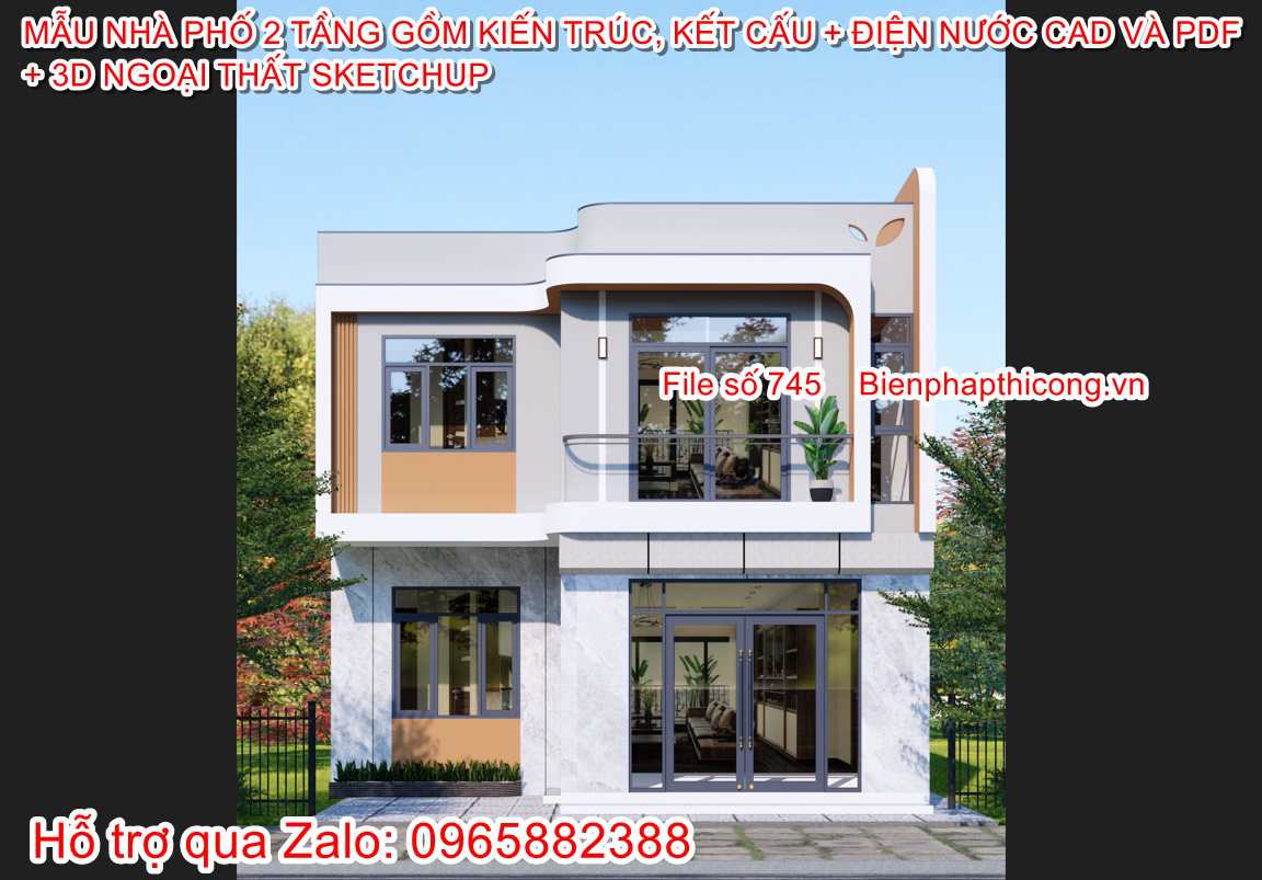 Hstk nhà phố 2 tầng rộng 8,5m x 9m 3 ngủ hiện đại.