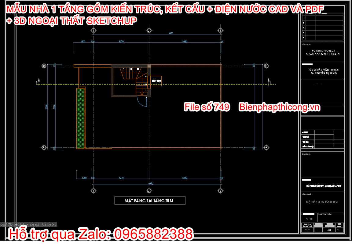 Bản vẽ thiết kế tầng tum nhà cấp 4.