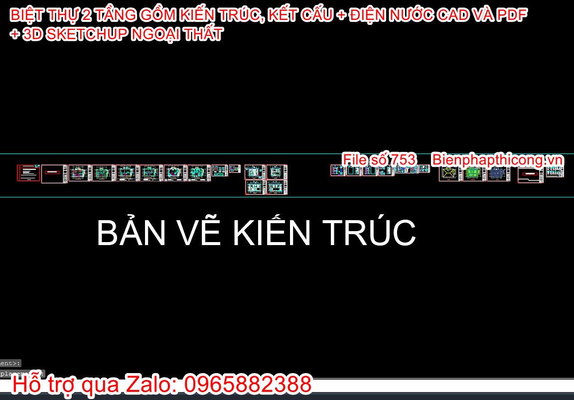 Tổng hợp bản vẽ phần kiến trúc biệt thự 2 tầng mái nhật đẹp.
