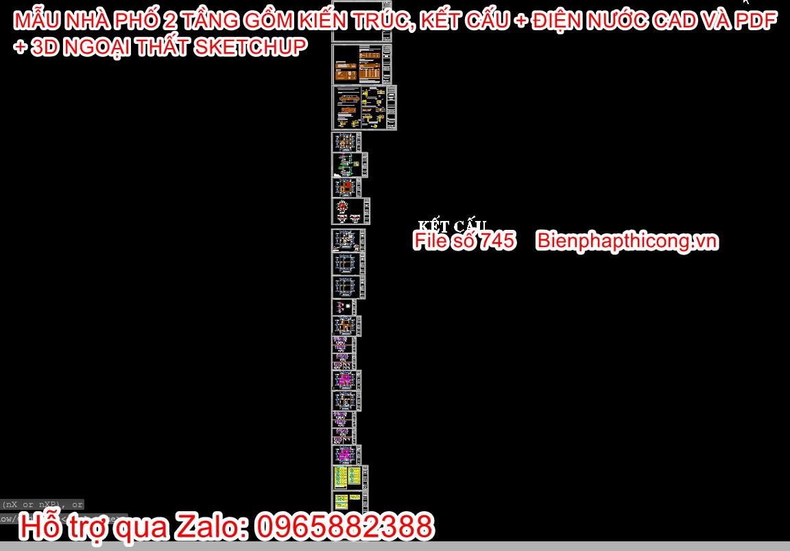 Bản vẽ thiết kế nhà phố 2 tầng ngang 8,5m x 9m đẹp.