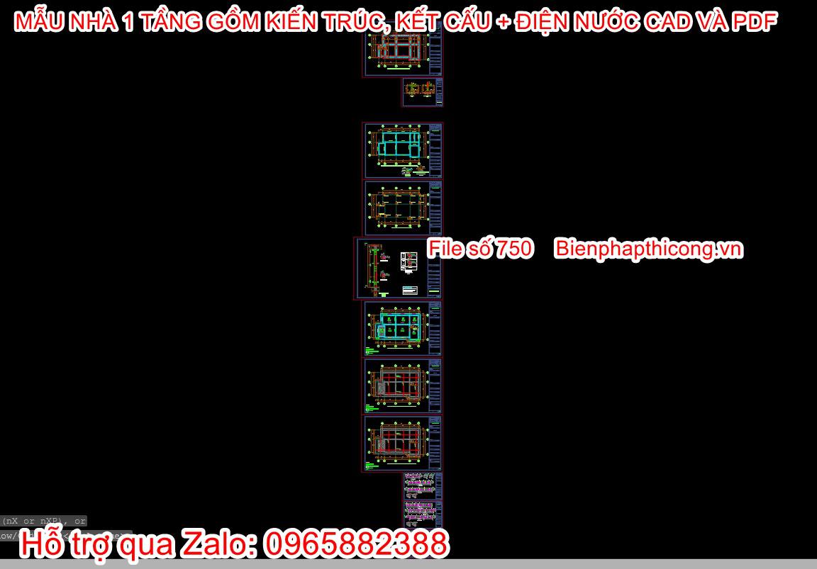 File cad thiết kế nhà 1 tầng mái nhật 9,5m x 15m đẹp.