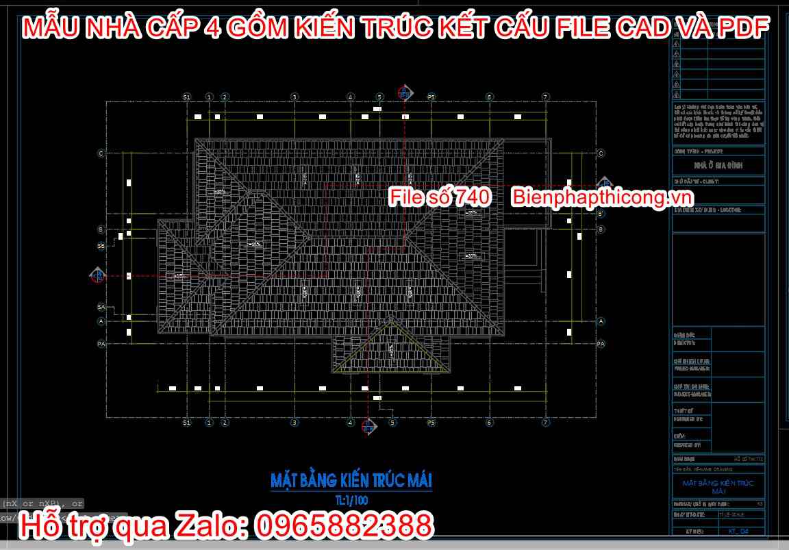 Mặt bằng tầng mái nhà cấp 4 900 triệu đẹp.