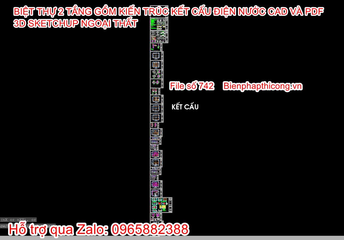 Bản vẽ kết cấu nhà 2 tầng 120m2 4 ngủ.