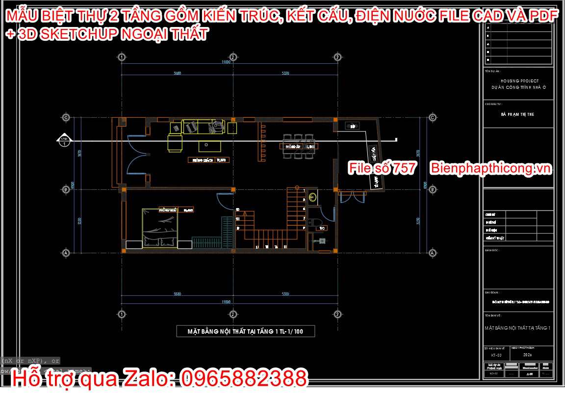 Tải bản vẽ biệt thự 2 tầng mái nhật full kiến trúc kết cấu điện nước.