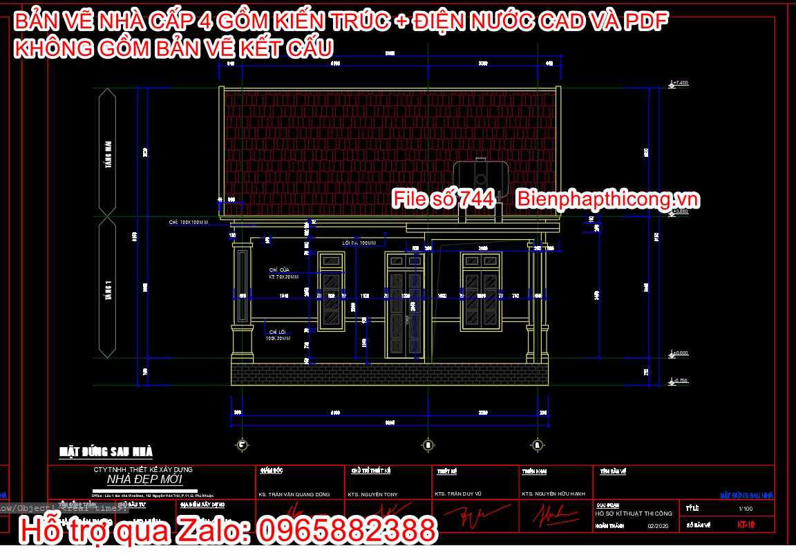 Bản vẽ mặt bằng mái thái nhà cấp 4 đẹp.