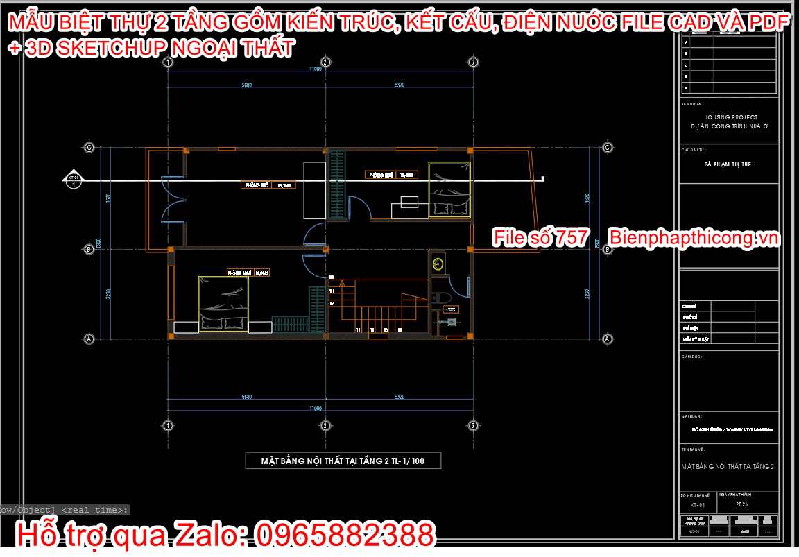Bản vẽ thiết kế biệt thự làm cấp phép xây dựng.