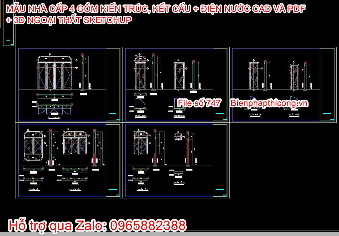Bản vẽ thiết kế cửa nhà cấp 4.