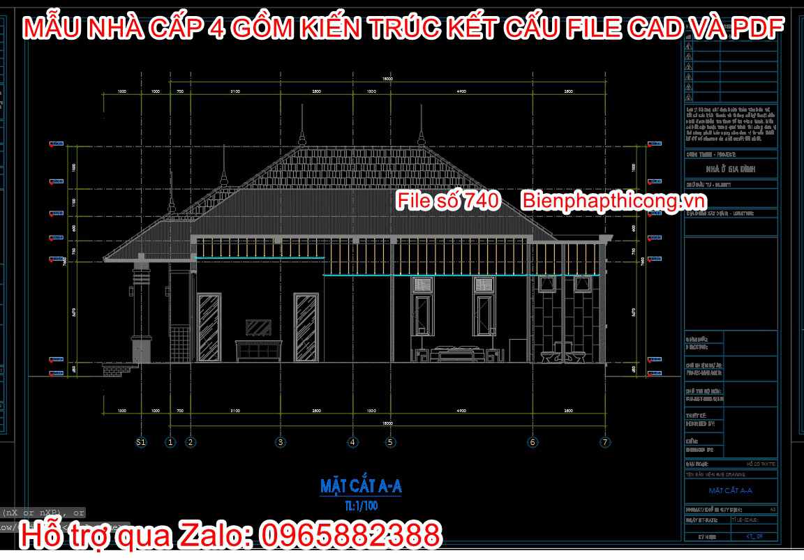 Mặt cắt nhà cấp 4 3 ngủ 900 triệu.