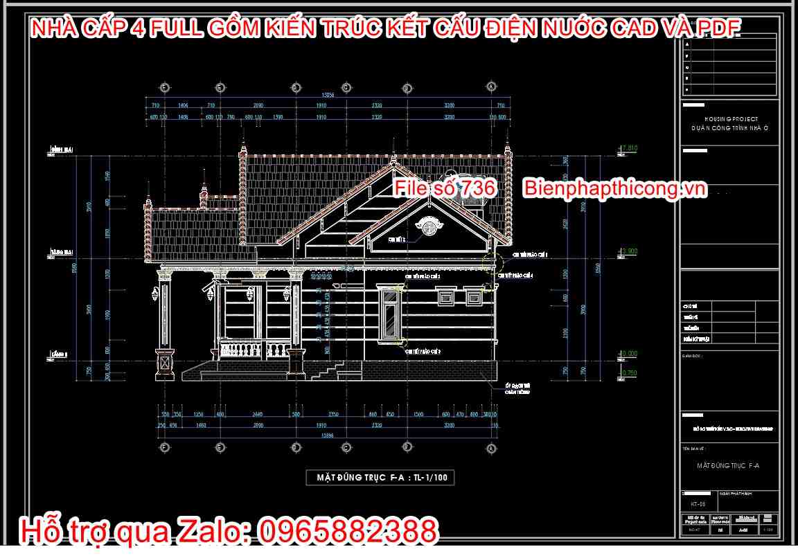 Bản vẽ thiết kế nhà cấp 4 nông thôn 3 ngủ đẹp.