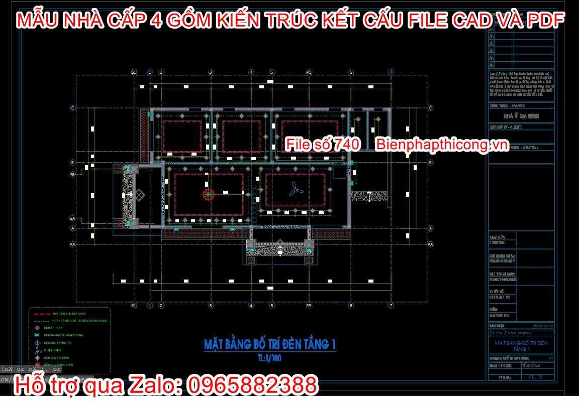 Bản vẽ trần nhà cấp 4 3 ngủ 900 triệu.