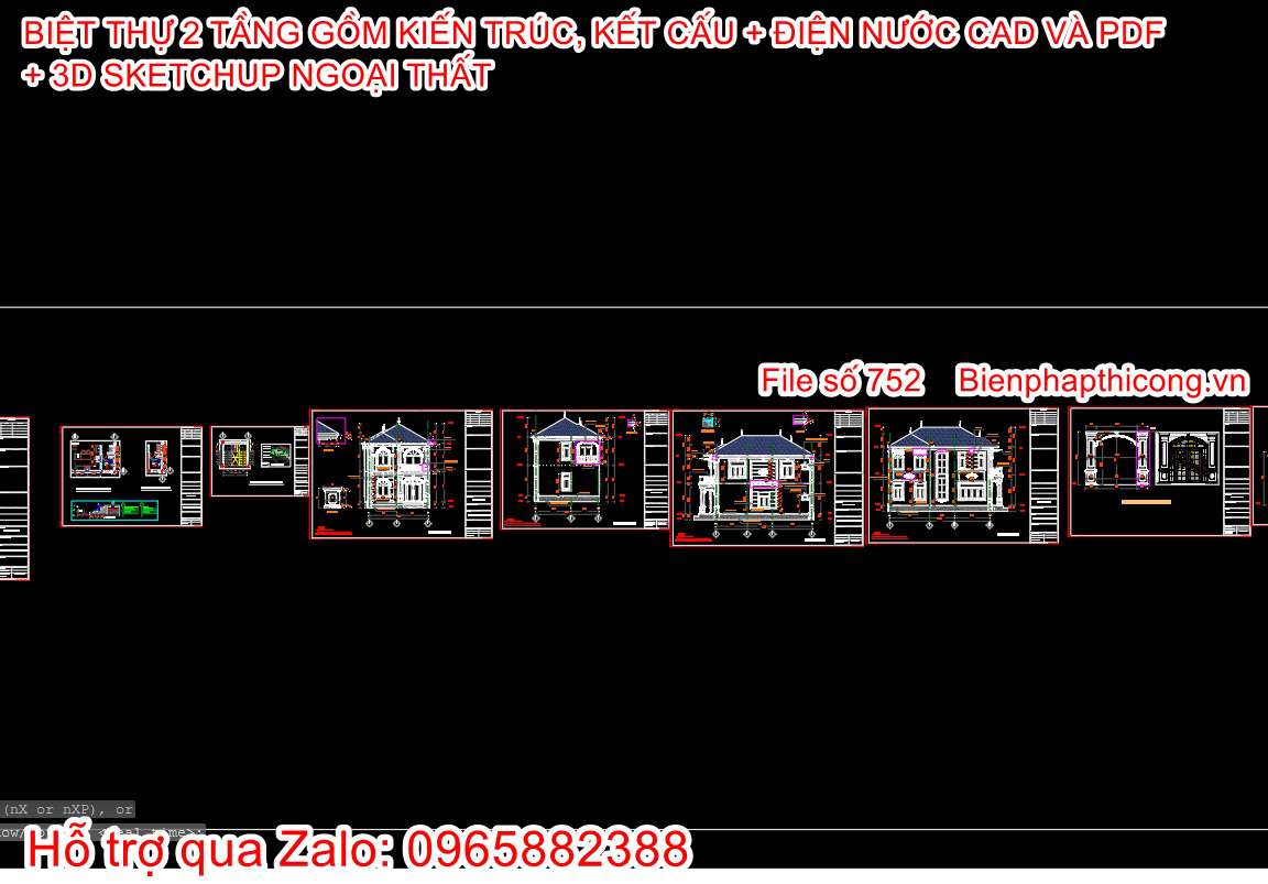 Download bản vẽ biệt thự 2 tầng full cấp phép xây dựng.