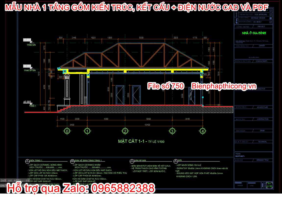 File pdf nhà cấp 4 làm cấp phép xây dựng.
