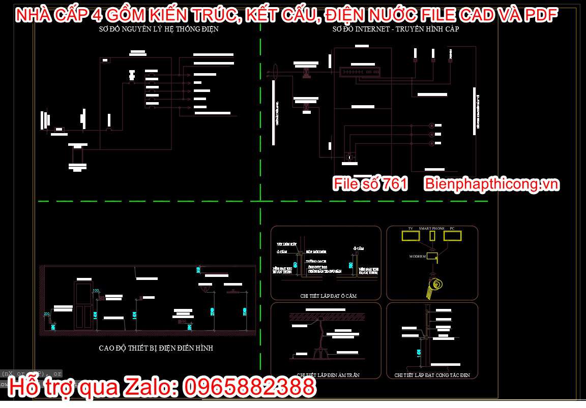 Bản vẽ thiết kế chi tiết nhà 1 tầng mái thái.