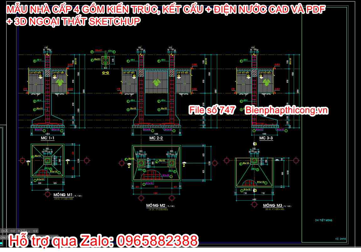 Bản vẽ thiết kế móng nhà cấp 4 đẹp.