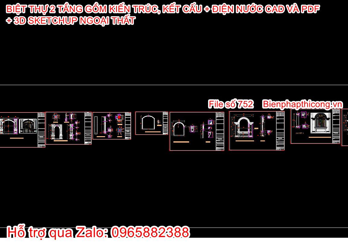 Bản vẽ thiết kế vòm cửa chi tiết tân cổ điển.